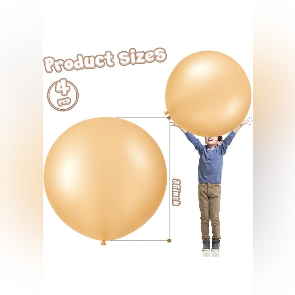 LovesTown Gold Large Balloons,8PCS 36 Inch Big Jumbo Latex Balloons for Wedding